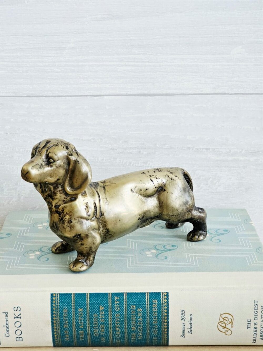 Vintage Heavy Solid Brass Dachshund Wiener Dog Doxie Figurine - Picture 6 of 9